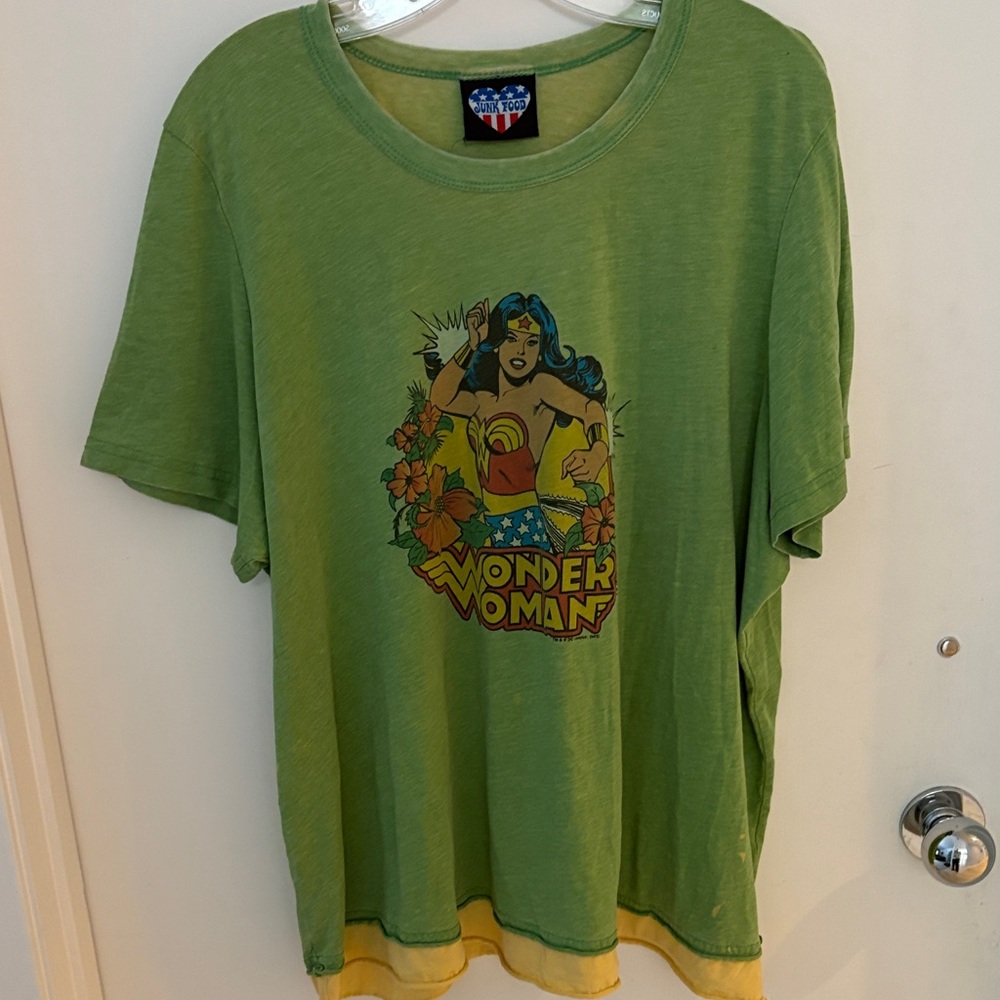 Junk Food Wonder Woman green teeshirt